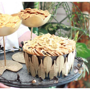 Leaves Designer Stand Metal Chocolate Bowl <b>Top</b> Quality Metal Bowl for <b>Birthday</b> Parties and Others Occasion Sweet Server Platters - Product Image 1