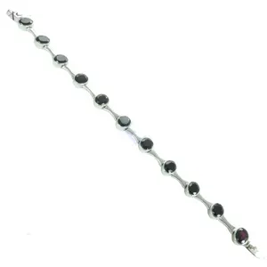 Bracelet en argent sterling 925 pour femme avec pierre noire, bijou élégant - Product Image 3