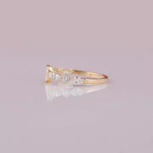 Handmade Design Women's Trendy Gold Engagement <b>Ring</b> with Lab Grown Marquise & Cut Diamond Bezel Setting for Parties Gifts - Product Image 5