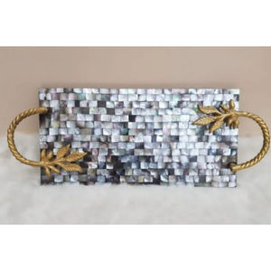 Plateau de Service Rond Vintage en Nacre avec Poignées Designer en Ruban Plateau de Service à Dessert Alimentaire de Haute Qualité - Product Image 6