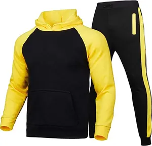 男士运动服套装全拉链连帽衫和慢跑裤拼接保暖运动服