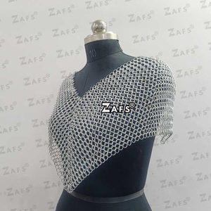 Stylish Medieval Cosplay <b>Costume</b> Top Bra Unique Metal Model Chainmail Collar with Aluminum Butted <b>Ring</b> Neck Piece for Ren Fairs - Product Image 1