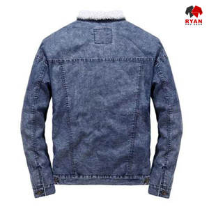 Veste en jean pour homme personnalisée, fermeture à boutons confortable, logo personnalisé, style uni, ODM OEM pour vêtements décontractés d'hiver - Product Image 2