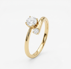 Anillo de compromiso de estilo clásico con diamante cultivado en laboratorio Toi et Moi, corte brillante redondo, oro rosa de 18 quilates, certificado IGI, para uso diario, para mujer - Product Image 2