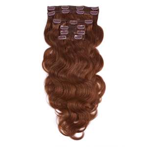 Extensions de cheveux humains vietnamiens à clipser, ondulations profondes lâches, 8-36 pouces, couleur cuivre moyen # 30 - Product Image 1