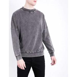 Vintage ras du cou pulls en gros logo personnalisé surdimensionné col rond en détresse pierre acide lavage sweat - Product Image 3