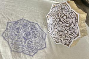 Bloque de Impresión de Madera con Mandala Floral, Impresión Textil India |   Tela Textil India, Papel, Estampado a Mano con Palma - Product Image 4
