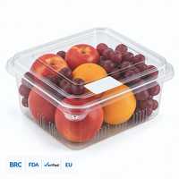 Boîte à fruits en PET en gros, 500g, transparente, pour supermarché, emballage de fruits frais avec couvercle, jetable, qualité alimentaire, sûre