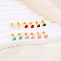 Bijoux d'amour personnalisés en gros exquis émail coeur titane acier vis dos boucle d'oreille Piercing bijoux de piercing corporel
