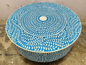 โต๊ะคอนโซลฝังกระดูกทำด้วยมือพร้อมเฟอร์นิเจอร์ห้องนั่งเล่นสไตล์อินเดียทำจากทองเหลือง MDF ที่ทันสมัยกระดูกและทองเหลือง - Product Image 5