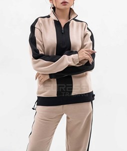 ชุดวอร์มผู้หญิงพรีเมียม ผ้าฝ้าย 100% ระบายอากาศได้ดี เป็นมิตรกับสิ่งแวดล้อม ดีไซน์ใหม่ทันสมัย ลายเรียบ ชุดเสื้อและกางเกง แห้งเร็ว 380 GSM - Product Image 3