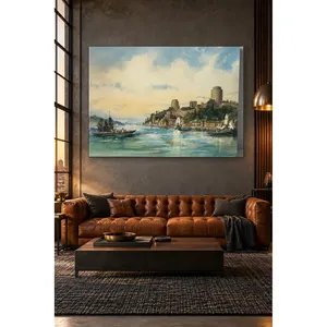 Impression sur toile d'aquarelle de voilières Fida devant la forteresse de Rumeli - Product Image 2