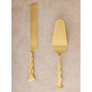 Espátula para Pastel con Diseño Trenzado y Acabado Dorado, Ideal para Reuniones Familiares, Ocasiones Festivas y Regalos, Procedente de la India - Product Image 1