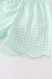 Adorable ensemble fille en 2 pièces en spandex/coton avec broderie de chiot rose de plage, tenue d'été confortable pour les tout-petits, vacances, tous les jours - Product Image 2