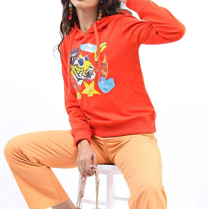 Sweat à capuche manches longues pour femmes décontracté, streetwear, épaule tombante, respirant, écologique, respirant, doux, imprimé de logo personnalisé - Product Image 2