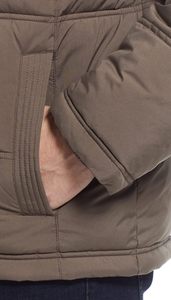 Veste d'hiver matelassée pour homme, streetwear, personnalisée, OEM, gaufrée, imperméable, col montant, fermeture éclair, rembourrage 100% polyester, devant - Product Image 4