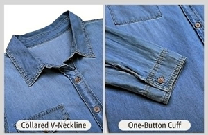 Chemise en jean pour femme, style décontracté à manches longues pour un usage quotidien, chemise en jean classique pour femme, légère et confortable - Product Image 6