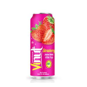 Jus de fraise 100% avec pulpe, 490ml (paquet de 24)-Vrais jus de fruits, riche en vitamine C, sans sucres ajoutés, sans arômes artificiels - Product Image 1
