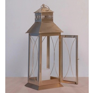 Royal Morocco Lantern Vidrio de color dorado con marco de hierro para el hogar Boda Fiesta y decoración de jardín Descuento especial de Navidad - Product Image 1