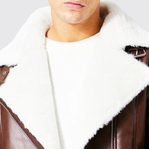 Diseño superior Suministro directo de fábrica Nuevo estilo Bomber Faux Fur Leather Jacket New Arrival Street Wear Chaqueta de cuero - Product Image 5