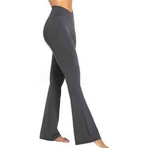 Pantalones acampanados rectos de cintura media XL para mujer, de punto de algodón/poliéster, cómodos, informales, de secado rápido, para invierno, ropa de calle, pantalones planos - Product Image 3