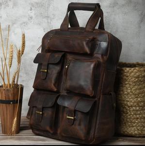 Design antique sac à dos en cuir véritable pour dames grande capacité poches multiples fermeture à glissière taille personnalisée robe à la mode - Product Image 2