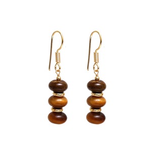 Pendientes colgantes de ojo de tigre Diseño chapado en oro hecho a mano con cuentas espaciadoras, joyería elegante de piedras preciosas marrones para mujeres - Product Image 3