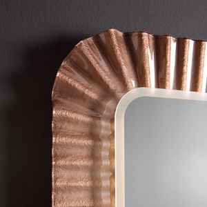 Miroir de courtoisie LED avec cadre en verre fusionné ondulé bronze 94x68 - Product Image 4