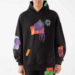 2024 nueva Sudadera con capucha de invierno Unisex 100% algodón polar peso pesado 500 Gsm bordado serigrafía patrón sólido liso hombres - Product Image 4