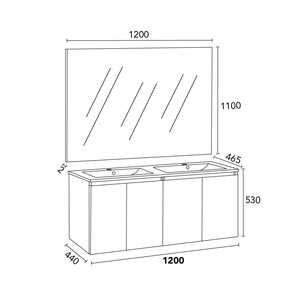 Bali 120cm White <b>Wall</b>-Hung Bathroom Cabinet with Doors and 120x110cm <b>Mirror</b> Bathroom <b>Sets</b> - Product Image 5
