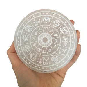 Plaque de sélénite polie à succès, gravée sur mesure avec les signes du zodiaque, disque de purification énergétique, plaque de sélénite du zodiaque - Product Image 3