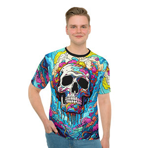 เสื้อยืดฮาโลวีนสำหรับผู้ชายทรงโอเวอร์ไซซ์เสื้อยืดฮาโลวีนแบบถักทอสีพื้นระบายความร้อนเสื้อยืดฮาโลวีน - Product Image 3