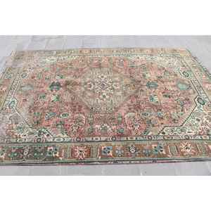 Alfombra Vintage de 6.4x9.4 pies, Alfombra Turca Grande, Alfombra con Rayas Rojas - Product Image 3