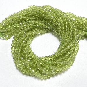 Venta al por mayor ASP GEMS, cuentas facetadas de peridoto de 4mm, soporte de esfera de piedras preciosas Verdes Naturales, agujeros de taladro, hebra de 12 pulgadas para joyería - Product Image 1