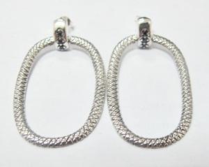 Plata 925 Oval Charm Stud Earpin Diseño Joyería Fábrica al por mayor en Tailandia - Product Image 2