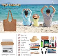 Sac de plage en paille tendance pour femme, grand sac en paille tissé d'été, léger, pliable, fermeture éclair, sac à main à bandoulière