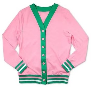 Cárdigans Universitarios Personalizados de Punto para Hombre, Suéter Cárdigan con Cuello en V en Color Negro y Rosa con Logotipo Personalizado - Product Image 5