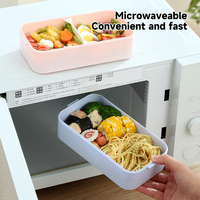 Boîte à bento double couche pour enfants, motif dessin animé, compatible micro-ondes, portable, scellée avec boucle en plastique, pour l'école