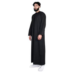 Thobe émirati de luxe noir, Kandura traditionnelle, vêtement arabe élégant, Jubba pour homme, doux et respirant, tenue islamique moderne - Product Image 2