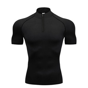Novedad de verano para hombre, ropa para correr, transpirable, de calidad superior, para gimnasio, rash guard, ajustada, venta al por mayor, camisetas de entrenamiento con cremallera personalizadas - Product Image 6