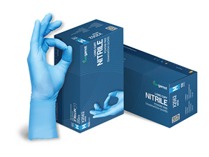 Gants jetables en nitrile bleu de 300mm sans poudre avec manchette longue étendue Gant à main en caoutchouc pour l'approvisionnement en soins de santé - Product Image 2
