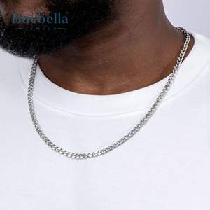 Gran oferta, collar de cadena de eslabones cubanos de Miami de 5mm chapado en oro blanco de 14 quilates de Plata de Ley 925 para hombres, collares de moissanita Premium - Product Image 2