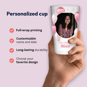Gobelet personnalisé pour fête d'anniversaire |   Mug personnalisé avec photo |   Plastique écologique sans BPA |   Compatible micro-ondes |   Pas de quantité minimale |   Fabriqué - Product Image 4