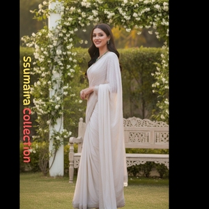 ส่าหรีสีขาวสง่างามเปิดตัวงานส่าหรีสะระโมติจากเทรนด์ของ CP อินเดียนและปากีสถาน - Product Image 3