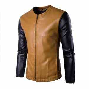 2024 Vintage hommes haute rue marron noir veste en cuir décontracté mode grande taille Duffle moto veste hiver tissu - Product Image 1