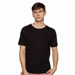 Meilleure qualité adulte hommes T-Shirt uni couleur noire respirant grande taille Logo personnalisé 240 Gsm hommes T-Shirts - Product Image 1