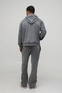 Sudadera con Capucha de Felpa Lavada con Estampado de Diamantes de Imitación y Carbón Vegetal Personalizada, 100% Algodón, Dobladillo y Puños Acanalados para Hombre, Ropa Casual de Otoño - Product Image 3