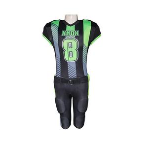Vente en gros de maillots de football américain personnalisés imprimés par sublimation, manches courtes, 100% polyester, anti-UV, haute qualité, sur mesure - Product Image 3