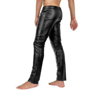 Pantalones de cuero de moda para hombre, cómodos, suaves, elásticos, ajustados, gótico, Rock, estilo Punk, pantalones de motorista transpirables - Product Image 5