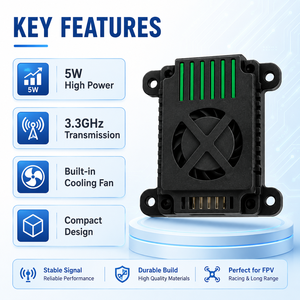 Transmisor de Video VTX FPV de 3.3GHz y 5W, Largo Alcance, Alta Potencia, con Ventilador Integrado para Drones FPV UAV - Product Image 2